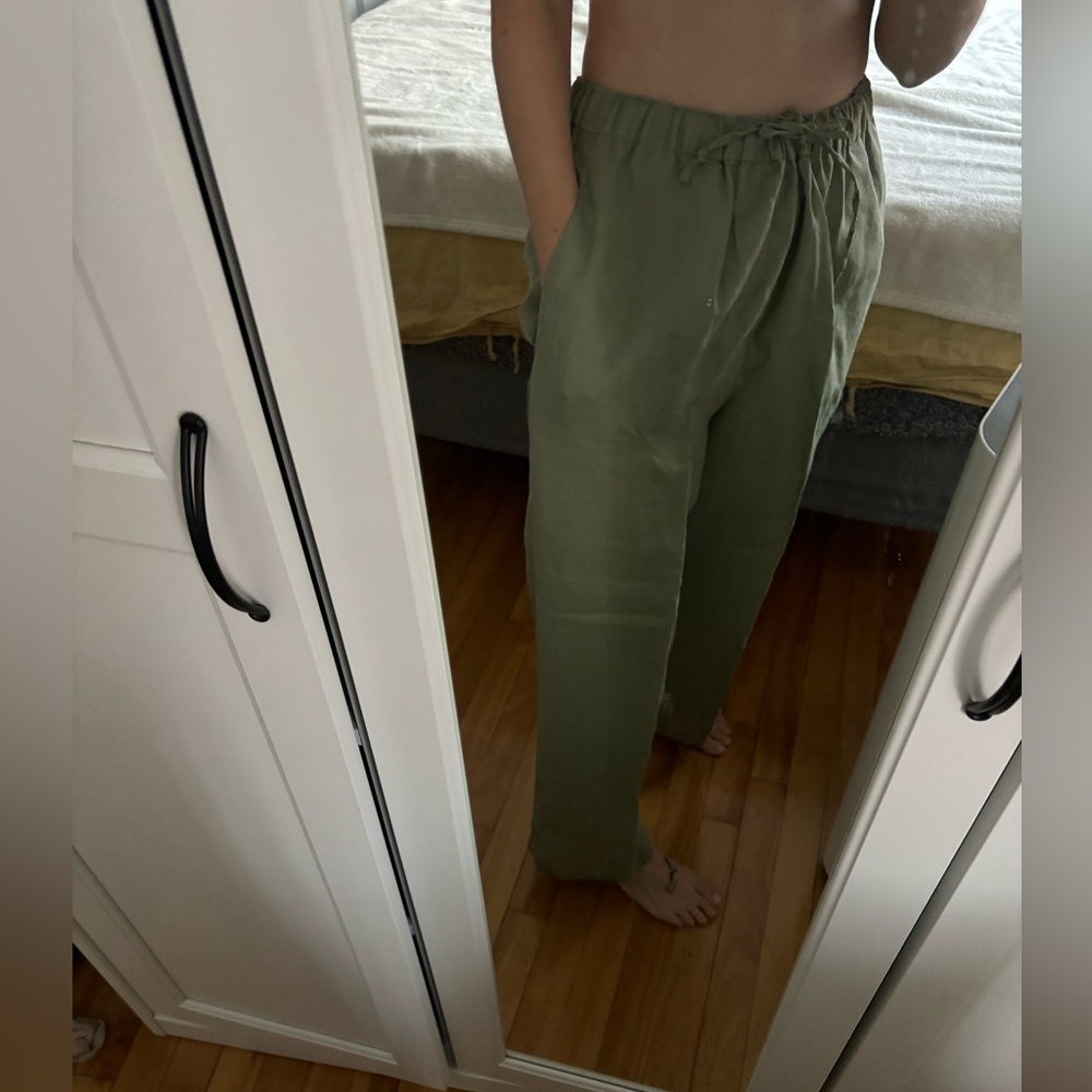 100% wide leg linen pants